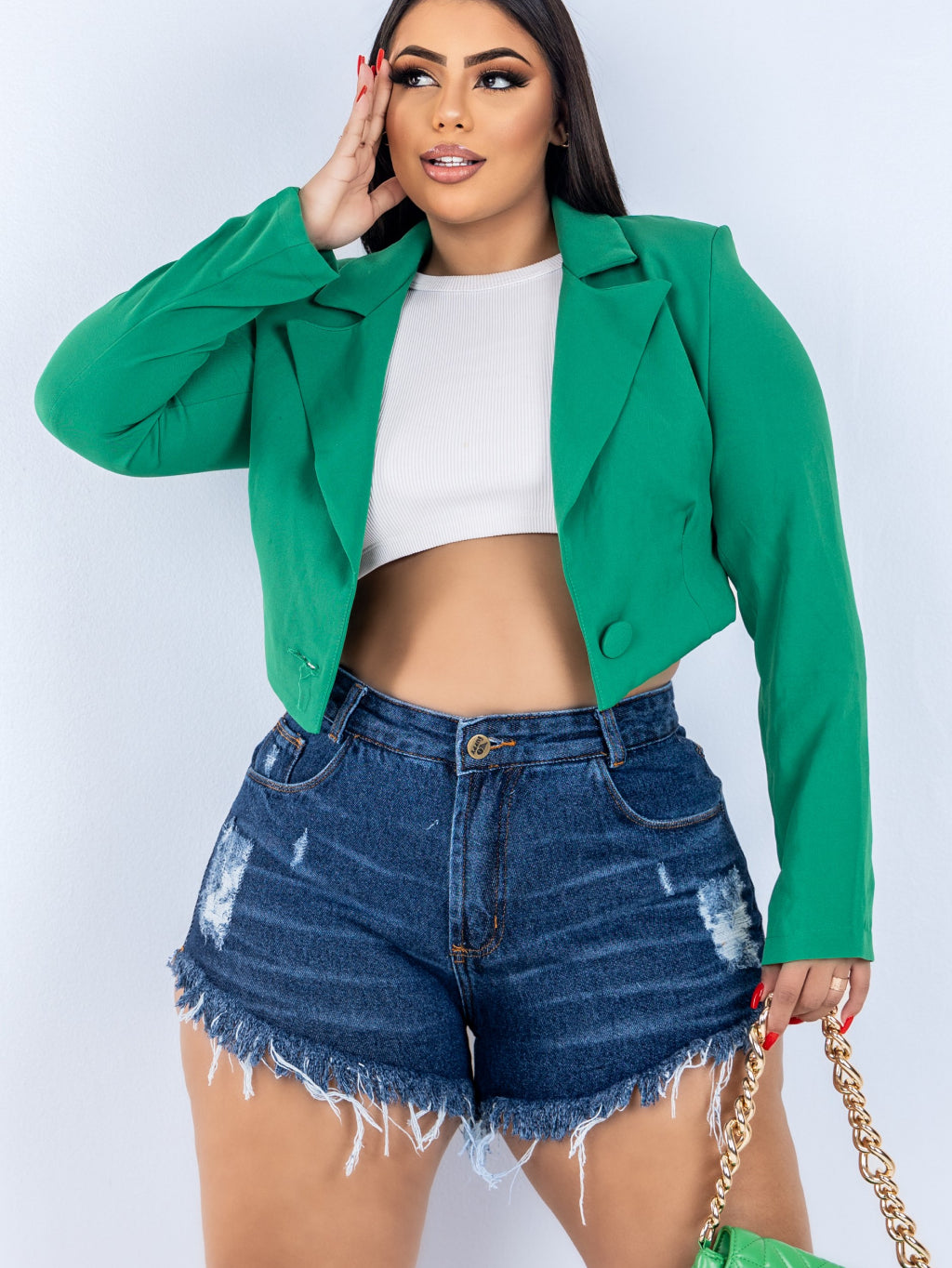 Short Jeans Plus Size Barra Desfiado