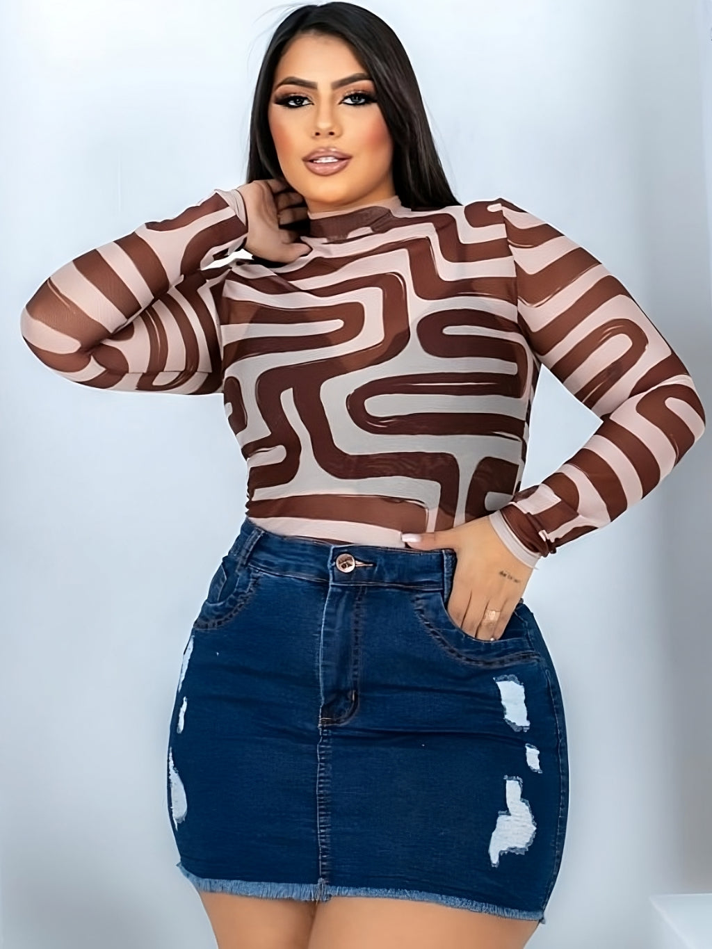 Saia Jeans Plus Size C/ Laycra Desfiado