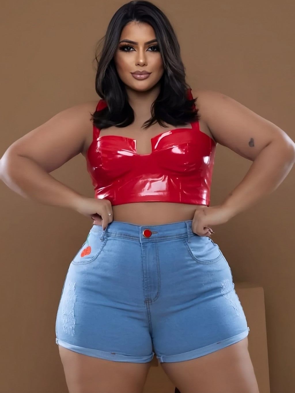 Short Jeans Plus Size Bordado