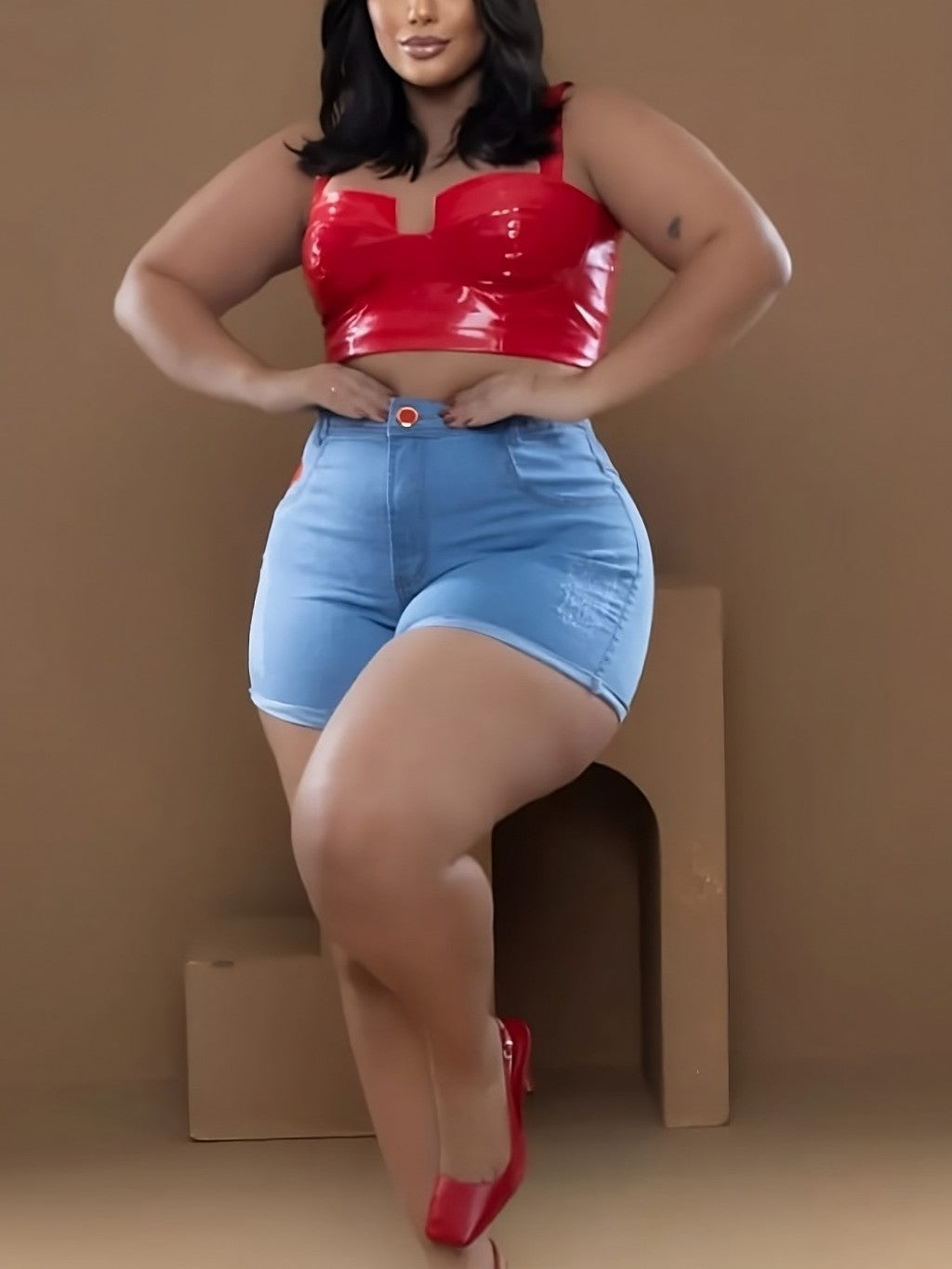 Short Jeans Plus Size Bordado