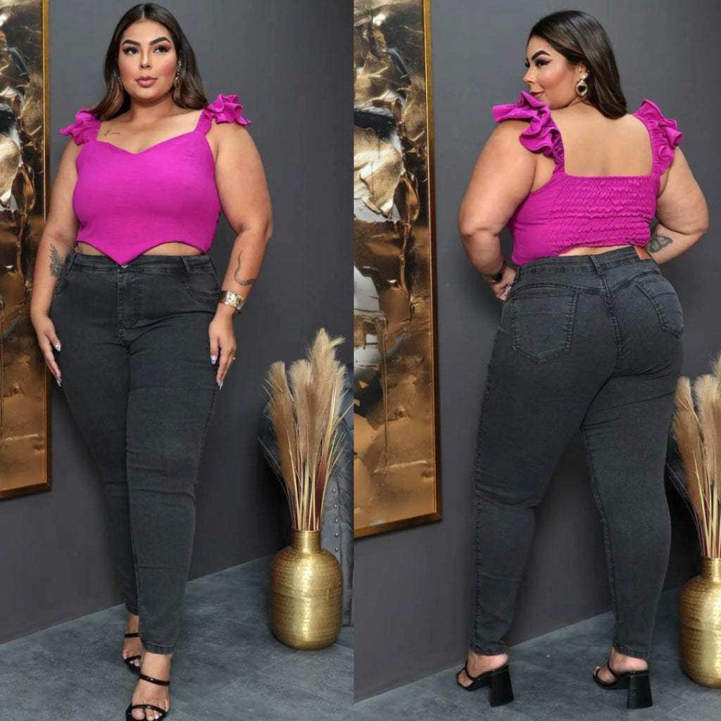 Calça Jeans Plus Size Com Lycra Skinny