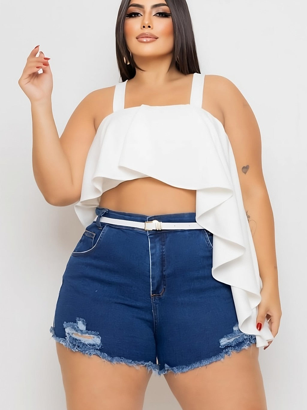 Short Jeans Plus Size +Cinto Branco
