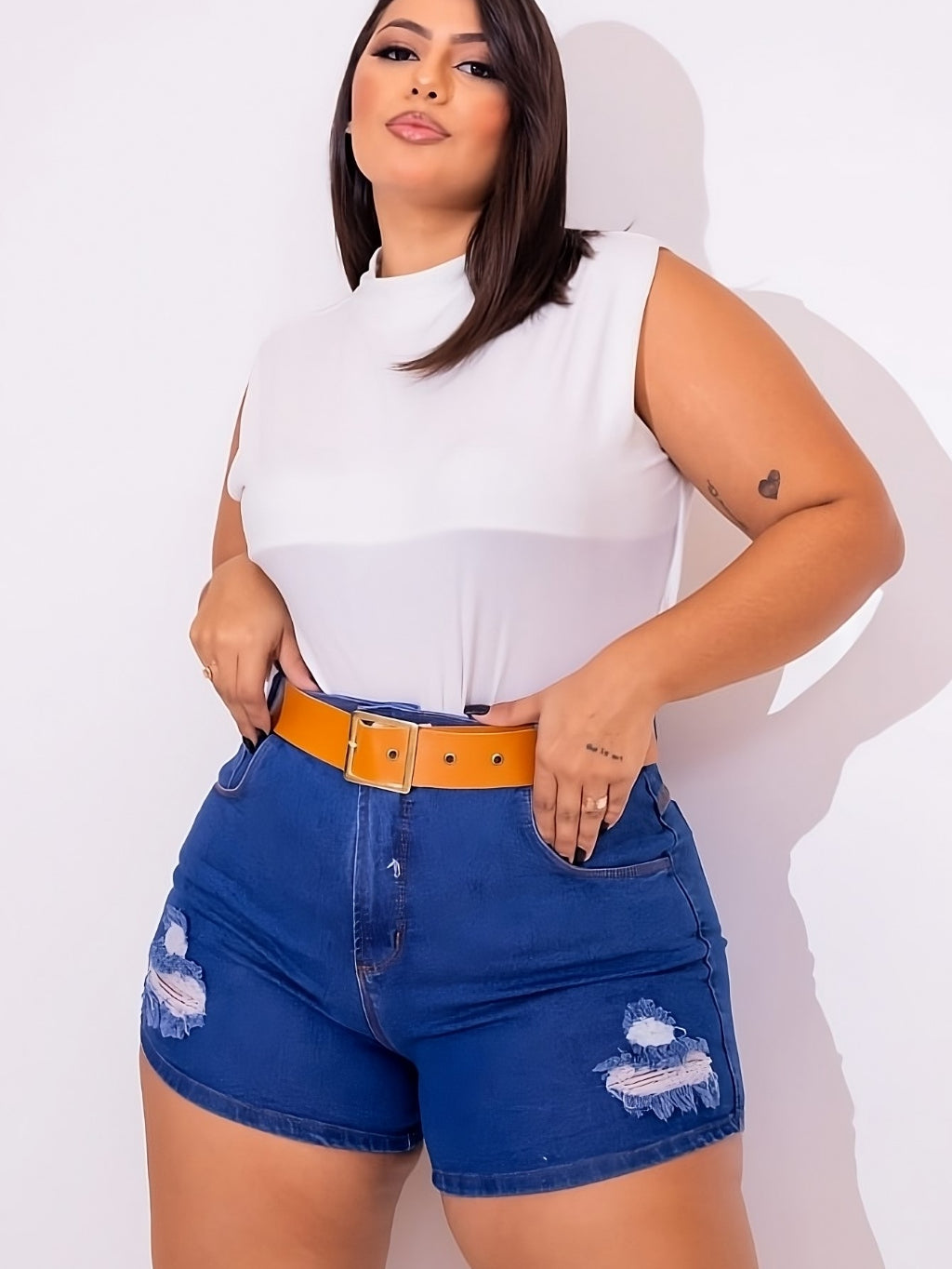 Short Jeans Plus Size + Cinto exclusivo