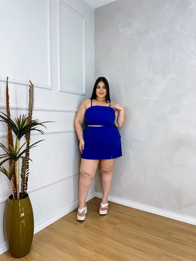 Conjunto de Short Saia Cargo com Cropped + Bolsa de Brinde