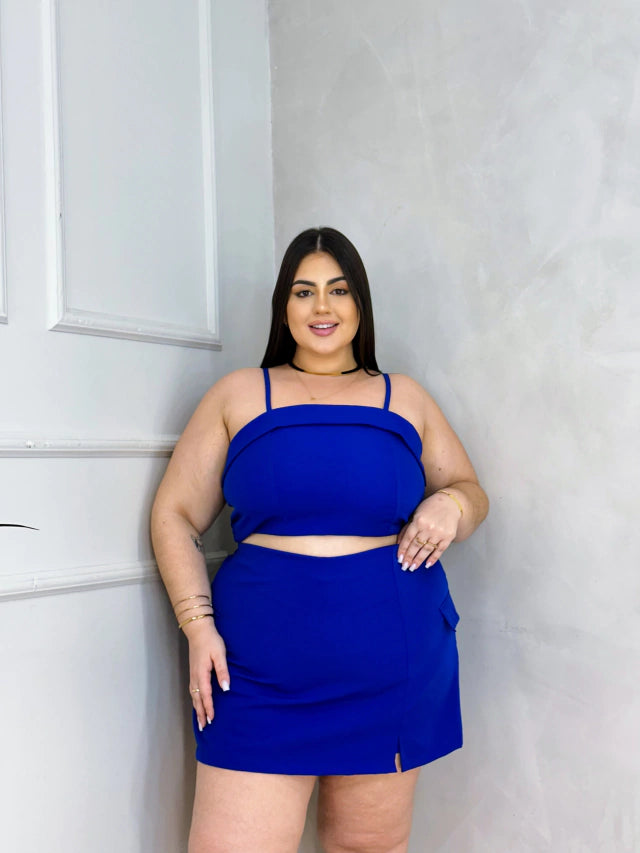 Conjunto de Short Saia Cargo com Cropped + Bolsa de Brinde