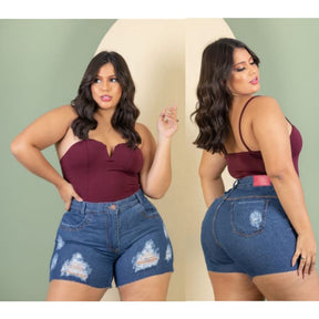 Short Jeans Plus Size Barra Desfiada.