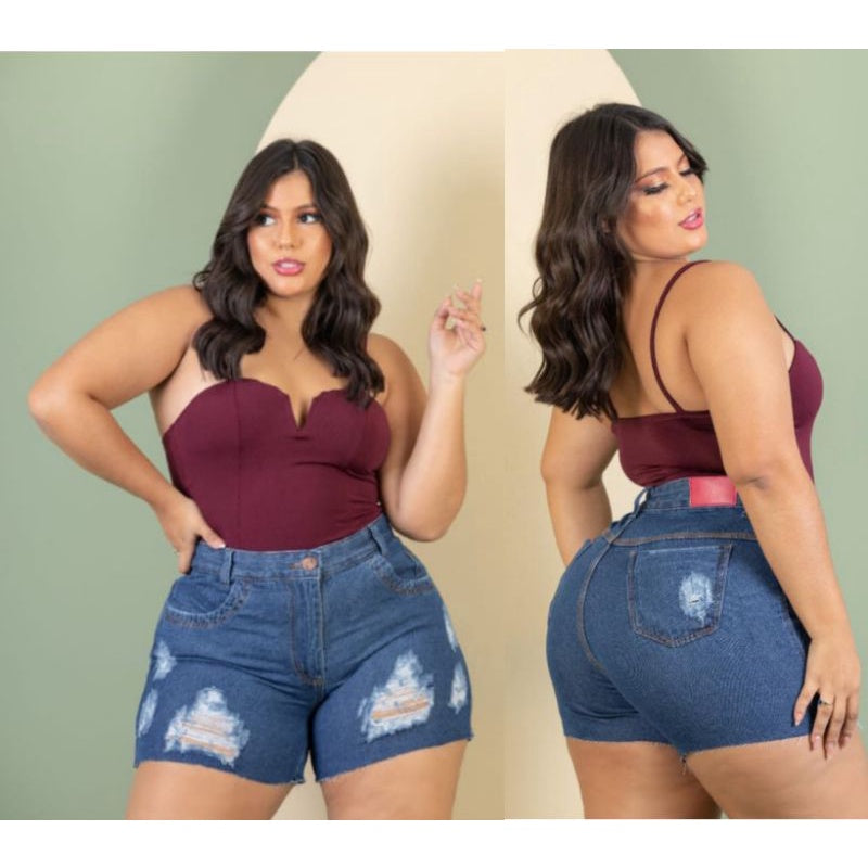 Short Jeans Plus Size Barra Desfiada.