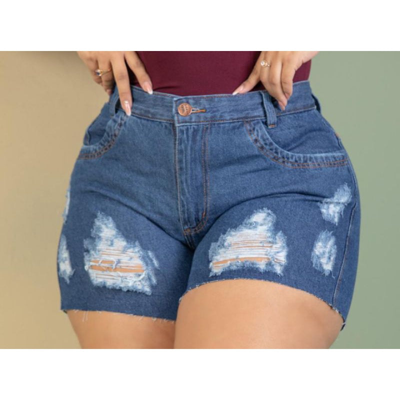Short Jeans Plus Size Barra Desfiada.