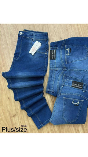 Calça Plus Size Pimenta Original Jeans Com Lycra Elastano Feminina Cintura Alta