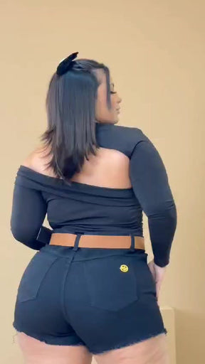 Short jeans Plus Size Desfiado + Cinto