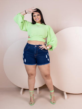 Short Jeans Plus Size Barra Desfiada