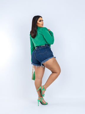 Short Jeans Plus Size Barra Desfiado