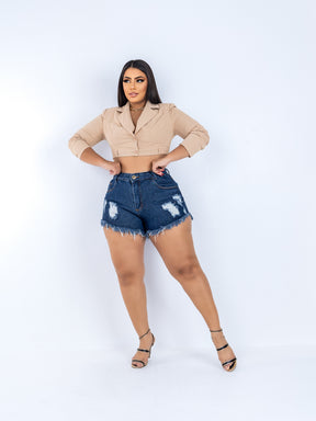 Short Jeans Plus Size Desfiado.