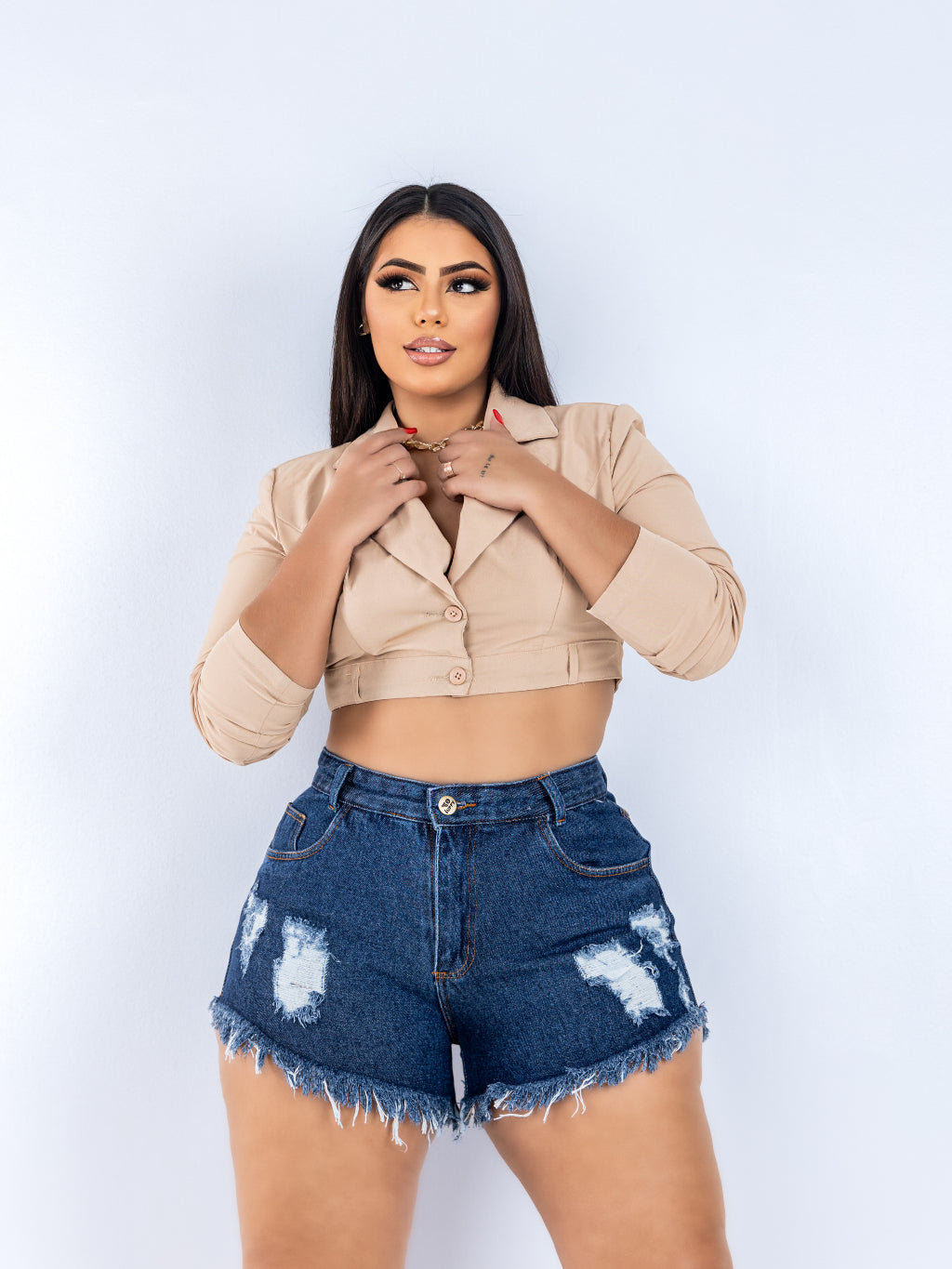 Short Jeans Plus Size Desfiado.