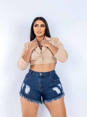 Short Jeans Plus Size Desfiado.