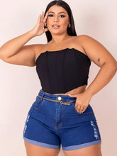 Short jeans Plus Size Cintura Alta + Cinto