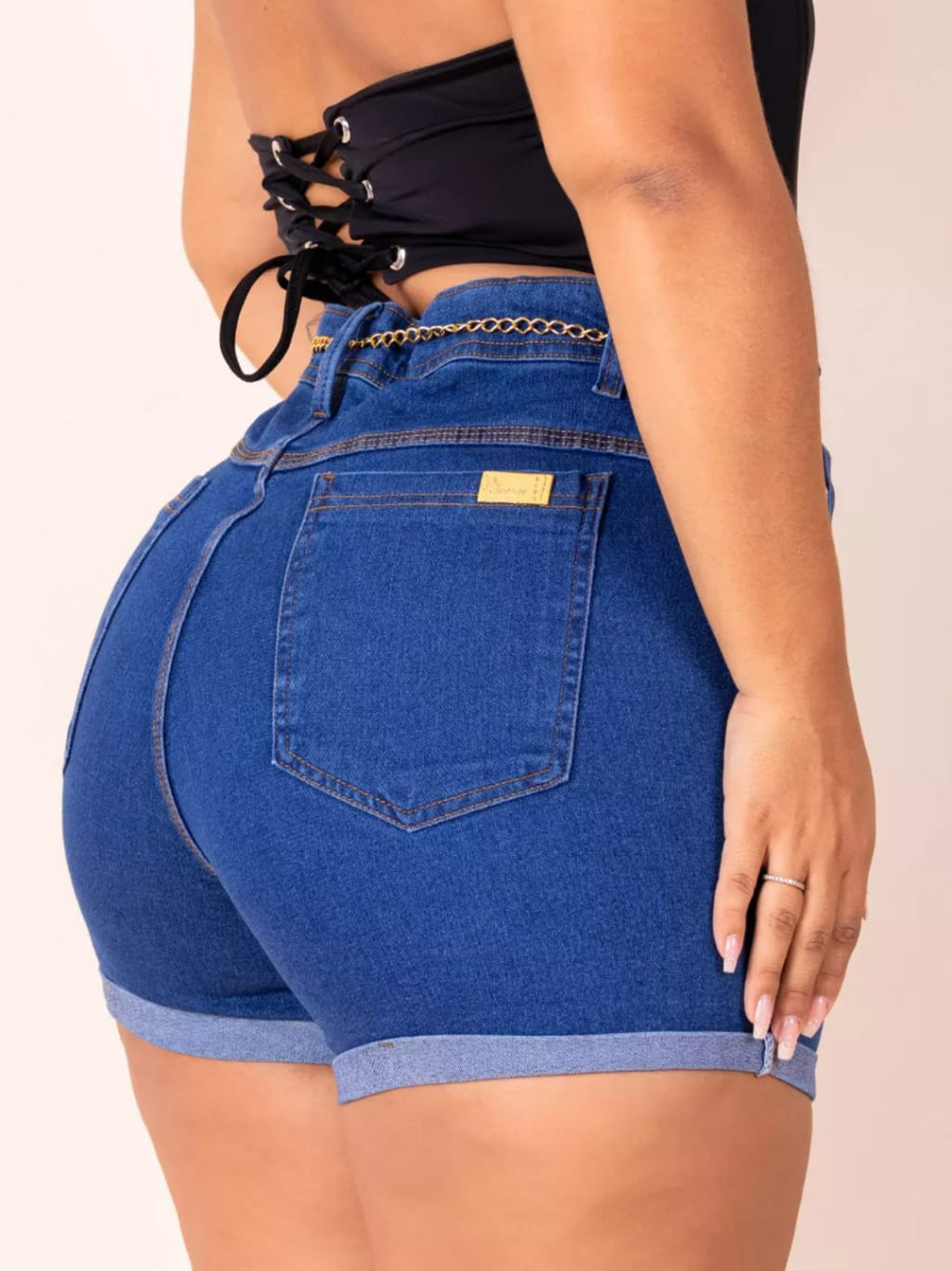 Short jeans Plus Size Cintura Alta + Cinto