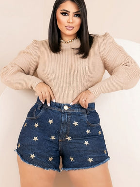 Short Jeans Plus Size Bordado