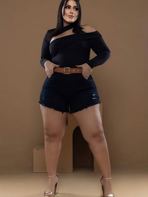 Short jeans Plus Size Desfiado + Cinto