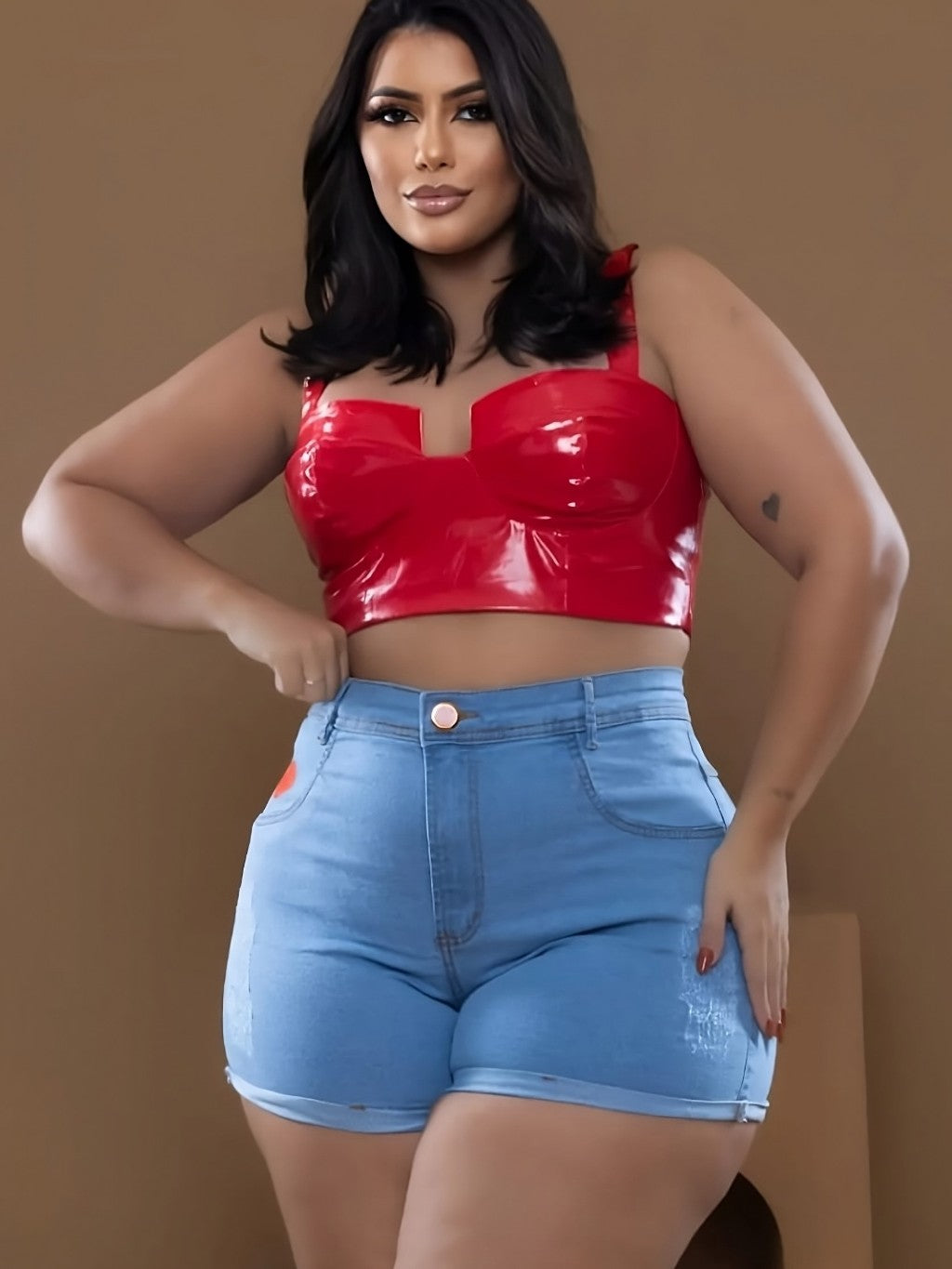 Short Jeans Plus Size Bordado