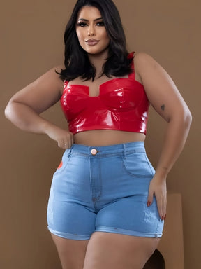 Short Jeans Plus Size Bordado