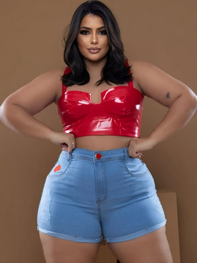 Short Jeans Plus Size Bordado