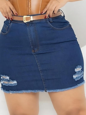 Saia Jeans Plus Size + Cinto