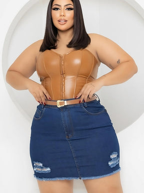Saia Jeans Plus Size + Cinto