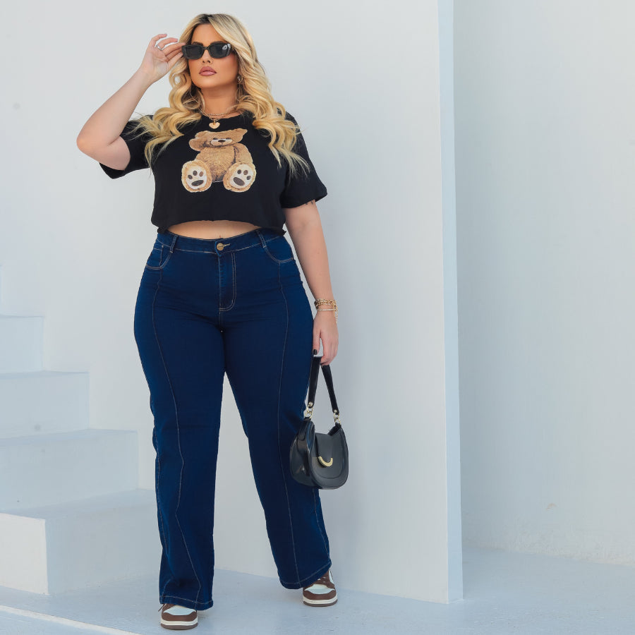 Calça Jeans Plus Size Wide Leg