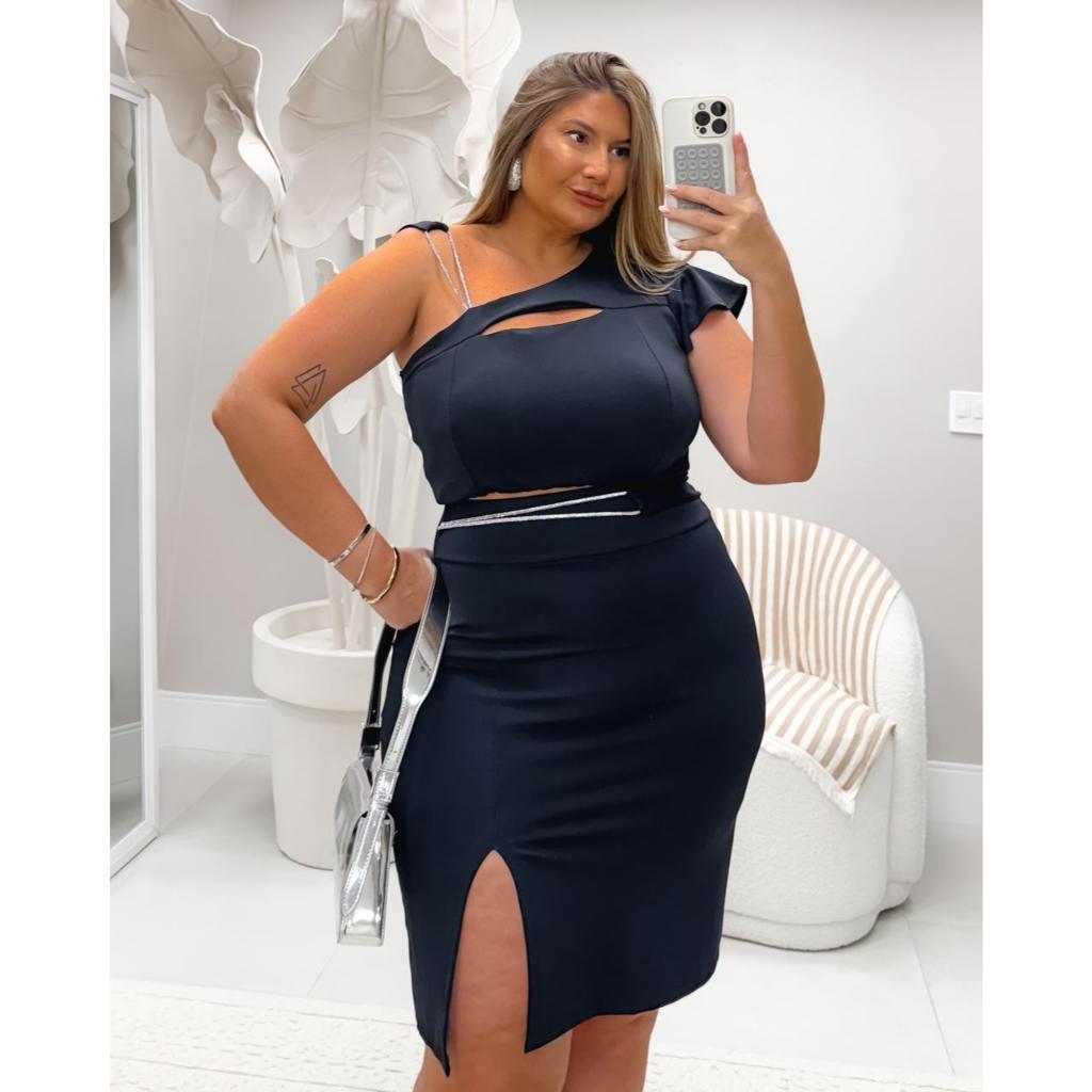 Conjunto Com Fenda Plus Size
