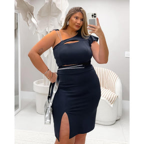 Conjunto Com Fenda Plus Size