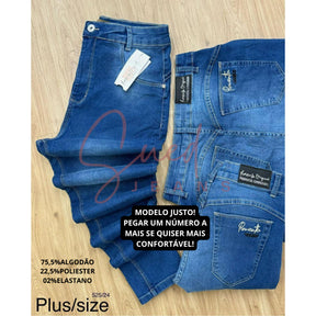Calça Plus Size Pimenta Original Jeans Com Lycra Elastano Feminina Cintura Alta