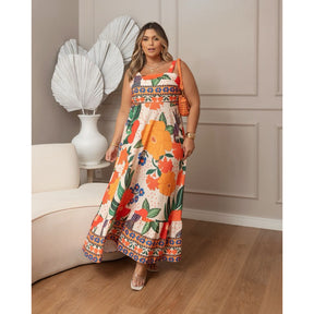 Vestido Longo Estampa Tropical