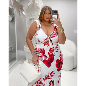 Conjunto Cropped + Saia Longa Vermelho