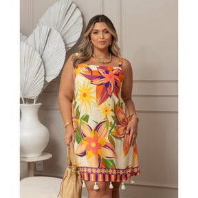 Plus Size Vestido Estampado