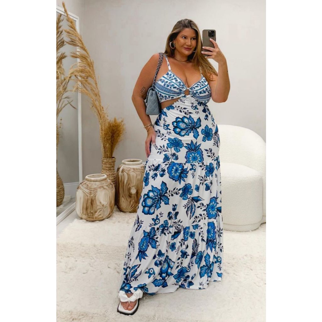 Plus Size Vestido Longo Argola Fluit