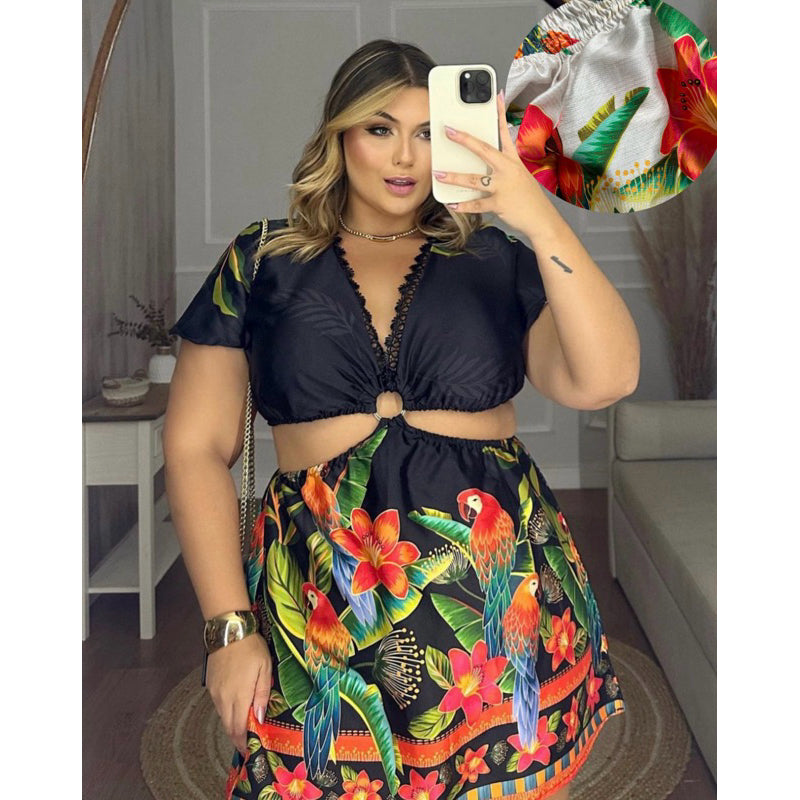 Macaquinho Plus Size Estampado