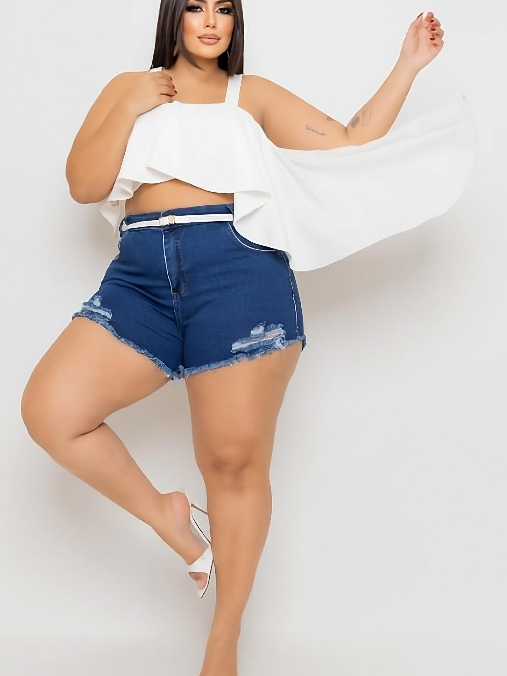 Short Jeans Plus Size +Cinto Branco