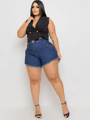 Short Jeans Plus Size Desfiado.