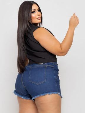 Short Jeans Plus Size Desfiado.