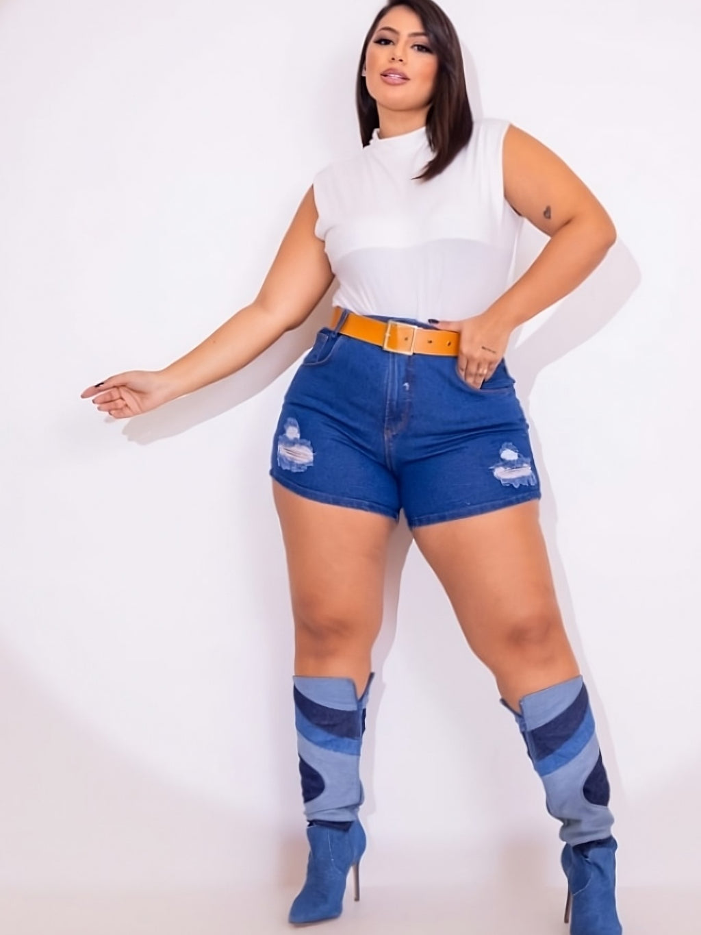Short Jeans Plus Size + Cinto exclusivo