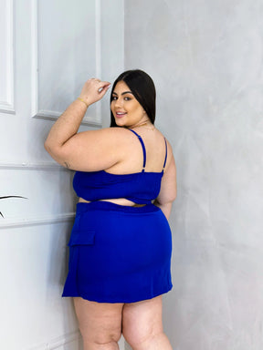 Conjunto de Short Saia Cargo com Cropped  + Bolsa de Brinde