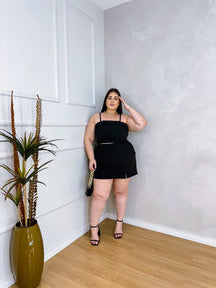 Conjunto de Short Saia Cargo com Cropped  + Bolsa de Brinde