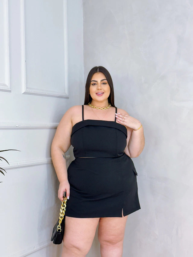 Conjunto de Short Saia Cargo com Cropped  + Bolsa de Brinde