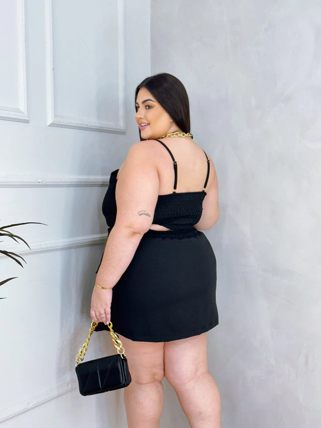 Conjunto de Short Saia Cargo com Cropped  + Bolsa de Brinde